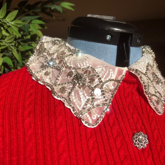 Adrianna Papell NWT Size L Long Sleeve Cardigan Style in Haute Red - Picture 2 of 11